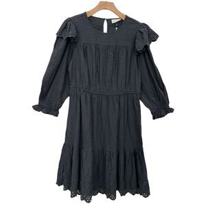 Universal Thread Dress Womens Large Faded Black Eyelet Embroidered Feminine